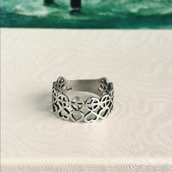 Sterling Silver Love and Peace Ring Size 5 - Picture 2 of 4